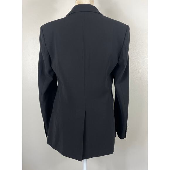 Theory Crepe Power Jacket Black Blazer Size 8 Professional Career Office - Picture 10 of 11